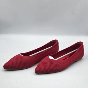 Women’s Red Knit Pointed Toe Ballet Flats Slip On Shoes Size 7.5 New